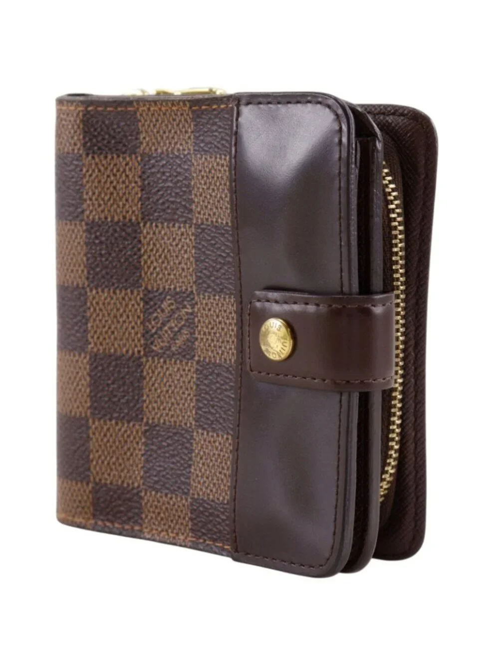 Louis Vuitton Compact Zip Damier Canvas Brown Bifold Wallet